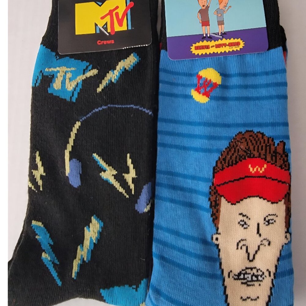 MTV / Beavis & Butthead 2 Pair Socks 80s Nostaligia